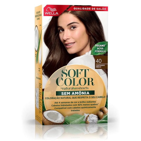 Kit Coloração Soft Color Wella 40 Castanho Médio